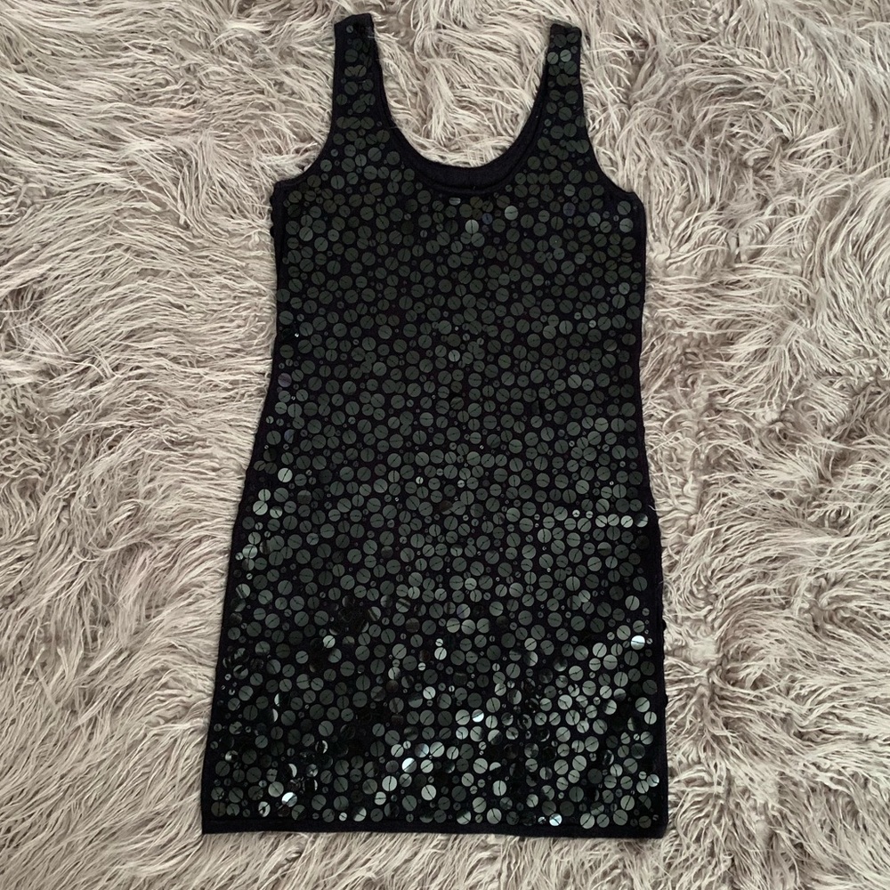 Black sequin mini dress